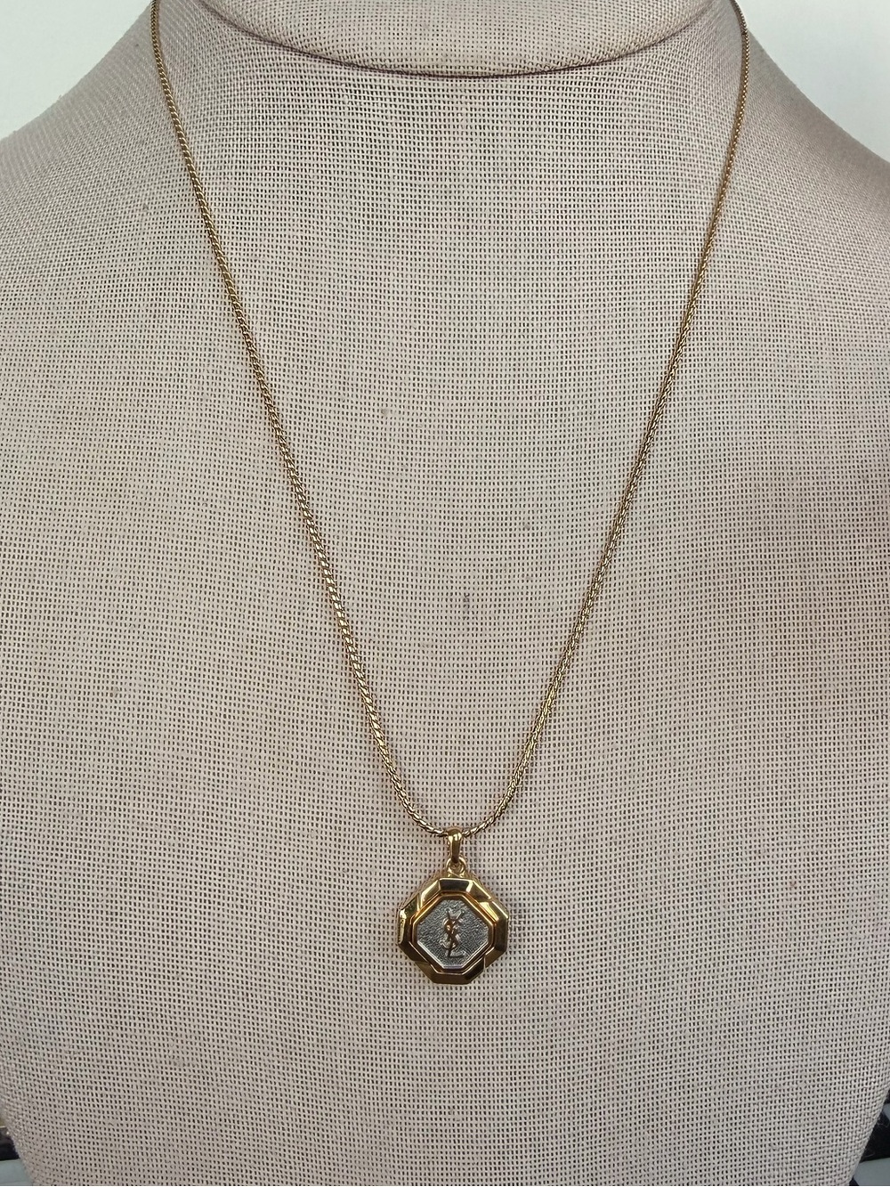 YSL Vintage Two Tone Pendant Necklace - Picture 1 of 5